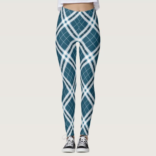 Tartan in blauen und weißen Leggings (Vorderseite)