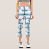 Tartan in Türkis Capri Leggings (Vorderseite)