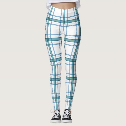 Tartan in Türkis Leggings (Vorderseite)