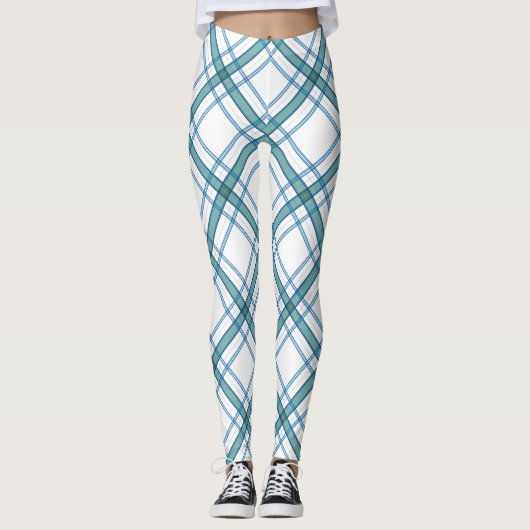 Tartan in türkisfarbenen Leggings (Vorderseite)