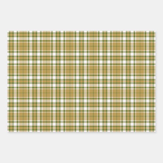 Tartan - Karamel Gold-Weiß-Grün Geschenkpapier Set (Vorderseite 3)