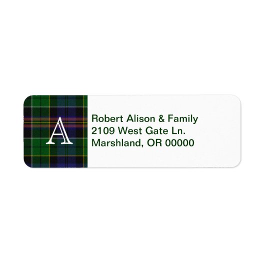 Tartan Kariert Accent Custom Address Label (Vorne)