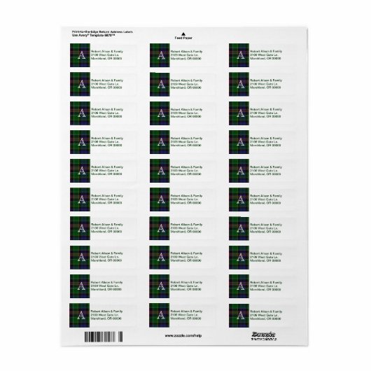 Tartan Kariert Accent Custom Address Label (Vorne)