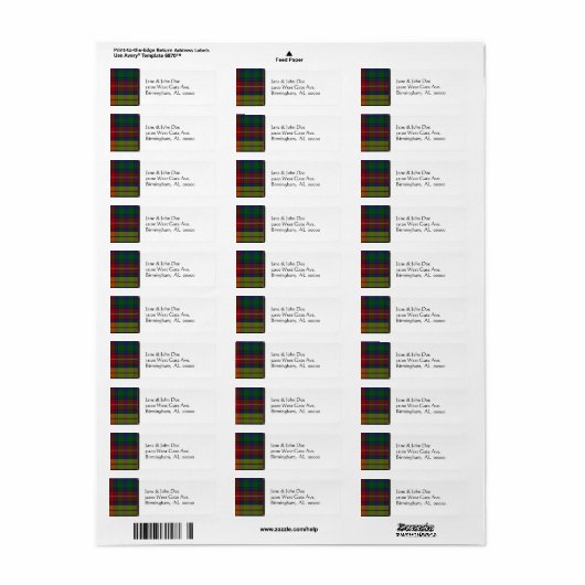 Tartan Kariert Address Labels (Vorne)