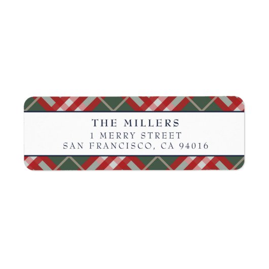 Tartan Kariert Address Labels Weihnachtsfeiertage (Vorne)