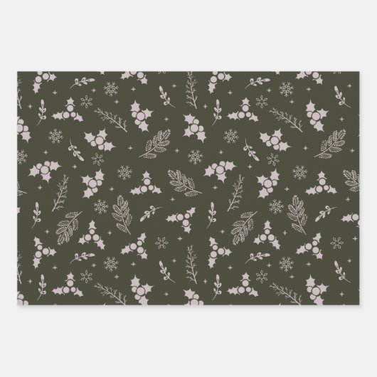 Tartan Kariert Bauernhof Grün und Braun Geschenkpapier Set (Vorderseite 3)