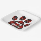 Tartan Kariert Birthday Pawprints Pappteller (Gewinkelt)