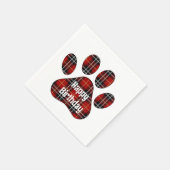 Tartan Kariert Birthday Pawprints Serviette (Ecke)