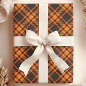 Tartan Kariert Black and Orange Halloween Pattern Geschenkpapier