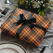 Tartan Kariert Black and Orange Halloween Pattern Geschenkpapier
