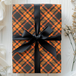 Tartan Kariert Black and Orange Halloween Pattern Geschenkpapier