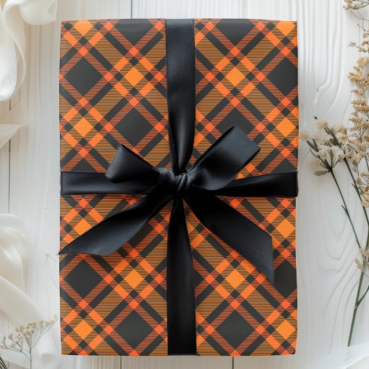 Tartan Kariert Black and Orange Halloween Pattern Geschenkpapier