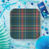 Tartan Kariert Black Green Christmas Festival Pappteller (Party)
