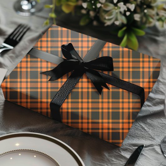 Tartan Kariert Black Orange Karo Halloween Pattern Geschenkpapier