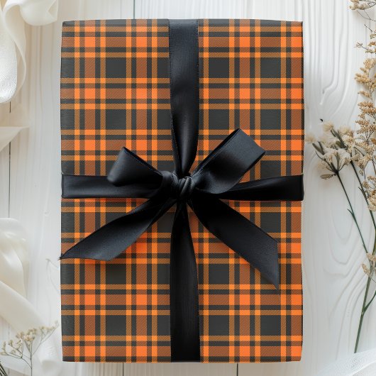 Tartan Kariert Black Orange Karo Halloween Pattern Geschenkpapier