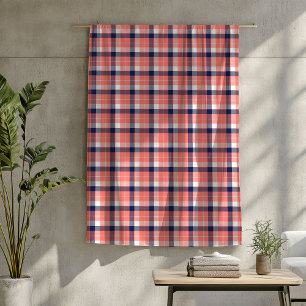 Tartan Kariert Blanket in Korallen und Marinehuhen Fleecedecke