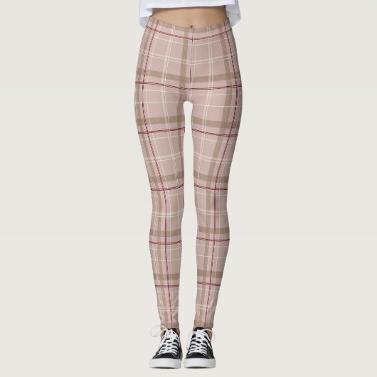 Tartan Kariert Burgundy Tan Pink | LEGGINGS (Vorderseite)