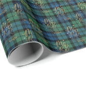 Tartan Kariert Campbell Frohe und helle Weihnachte Geschenkpapier (Rolleneckpunkt)