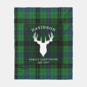 Tartan Kariert Clan Davidson Family Lake House Fleecedecke (Vorderseite)