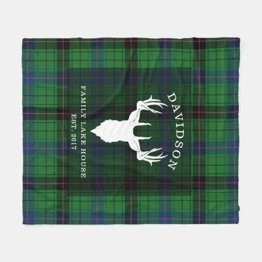 Tartan Kariert Clan Davidson Family Lake House Fleecedecke (Vorderseite (Horizontal))
