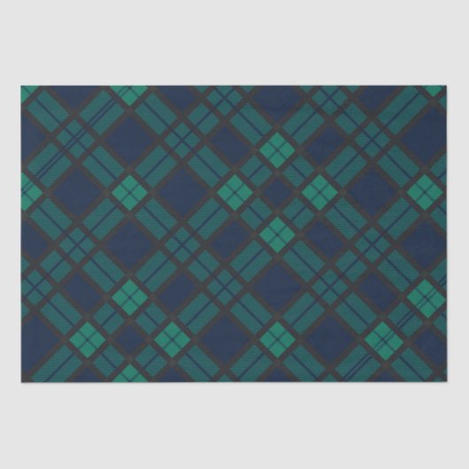 Tartan Kariert Classic Blue Green Seidenpapier (Vorderseite)