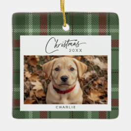 Tartan Kariert Dog Foto Weihnachten Keramikornament