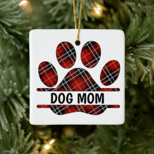Tartan Kariert DOG MAMA Pawprint Keramikornament