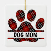 Tartan Kariert DOG MAMA Pawprint Keramikornament (Rückseite)