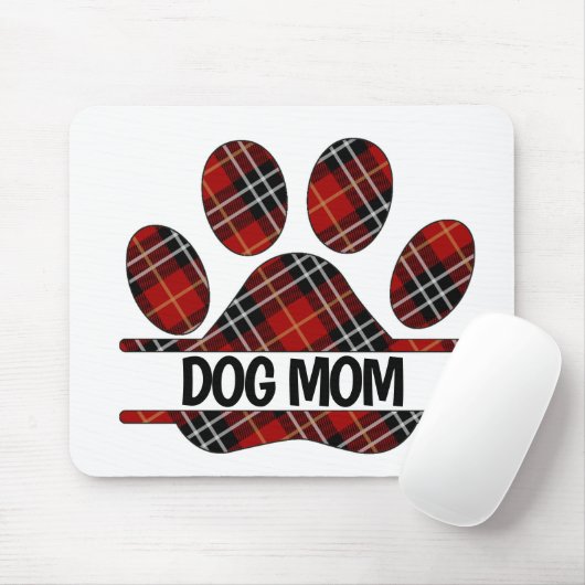 Tartan Kariert DOG MAMA Pawprint Mousepad (Mit Mouse)