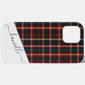 Tartan Kariert Elegant Script Blue Name Case-Mate iPhone Hülle (Rückseite (Horizontal))