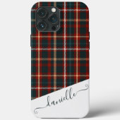 Tartan Kariert Elegant Script Blue Name Case-Mate iPhone Hülle (Rückseite)