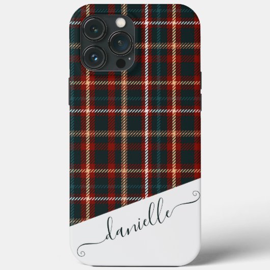 Tartan Kariert Elegant Script Blue Name Case-Mate iPhone Hülle (Rückseite)