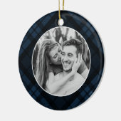 Tartan Kariert Foto Holiday Keramik Ornament (Links)