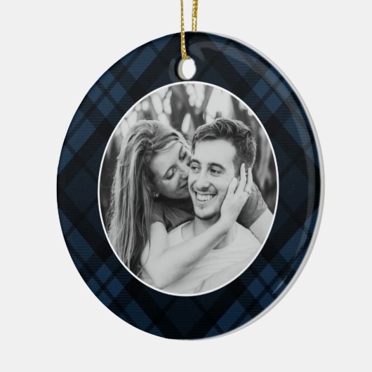 Tartan Kariert Foto Holiday Keramik Ornament (Links)