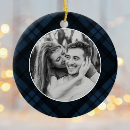 Tartan Kariert Foto Holiday Keramik Ornament