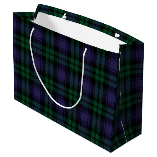 Tartan, Kariert Große Geschenktüte (Rückseite Schrägansicht)