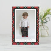 Tartan Kariert Happy Holidays Card zu Weihnachten (Stehend Vorderseite)