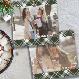 Tartan Kariert Happy is You as Friend 2 Foto Keramikornament