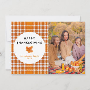 Tartan Kariert   Happy Thanksgiving Herbst Foto Feiertagskarte