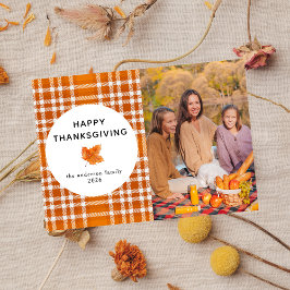 Tartan Kariert | Happy Thanksgiving Herbst Foto Feiertagskarte