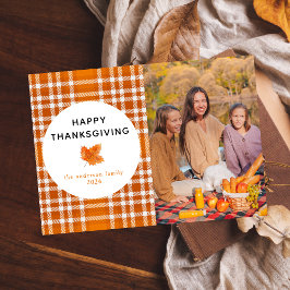 Tartan Kariert | Happy Thanksgiving Herbst Foto Feiertagskarte