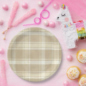 Tartan Kariert in Beige, Creme und Blassgelb Pappteller (Party)