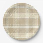 Tartan Kariert in Beige, Creme und Blassgelb Pappteller (Vorderseite)
