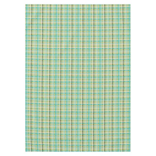 Tartan Kariert in Grün, Aqua, Schwarz, Creme, Gelb Tischdecke (Vorderseite)