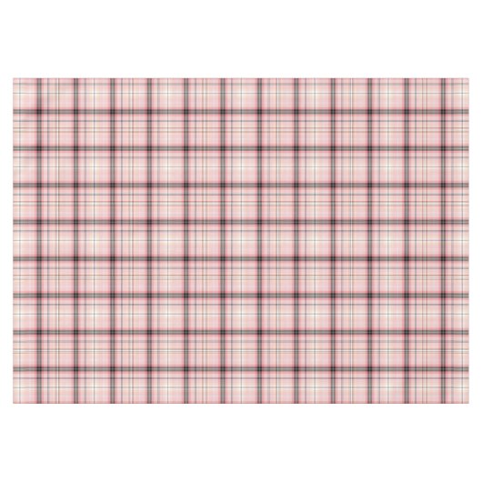 Tartan Kariert in Rosa, Pfirsich, Schwarz und Weiß Tischdecke (Vorderseite (Horizontal))
