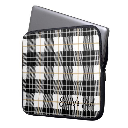 Tartan Kariert mit Name Laptopschutzhülle (Vorderseite Links)