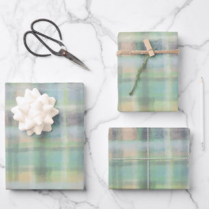 Tartan kariert, modern pastellgelb, cyan, grau geschenkpapier set