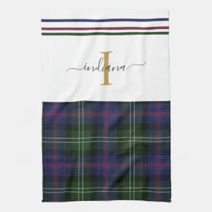 Tartan Kariert Monogram Name Rustic Clan Sutherlan Geschirrtuch