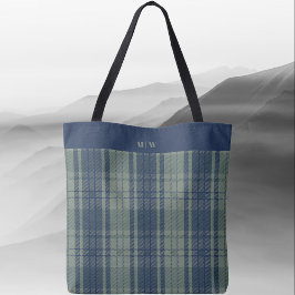 Tartan Kariert - Navy Blue und Slate Green Tasche