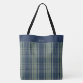 Tartan Kariert - Navy Blue und Slate Green Tasche (Rückseite)